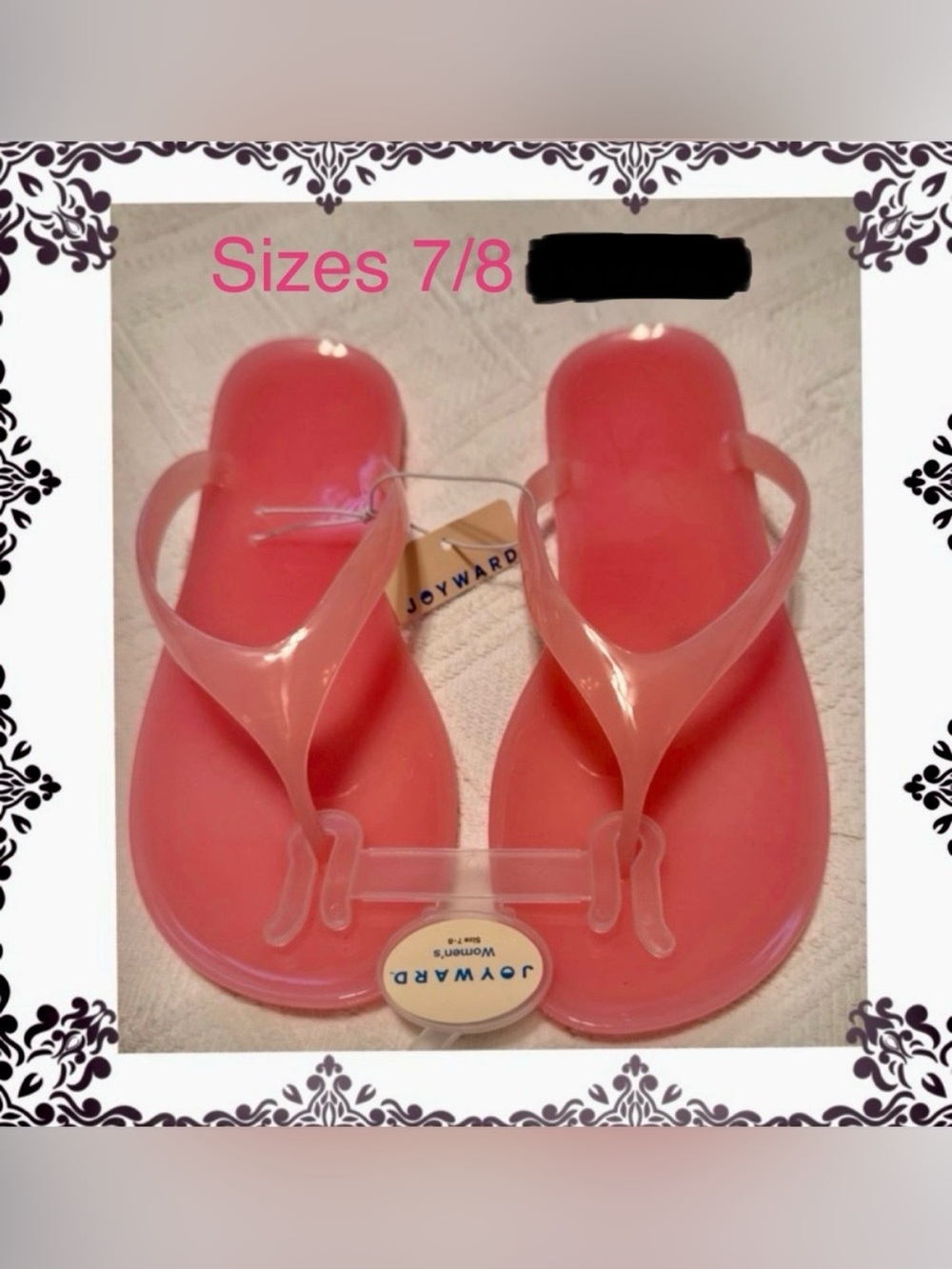 Sandals flip flops slip on shoes - jellies - pink opaque - sz medium 7/8 - NEW!